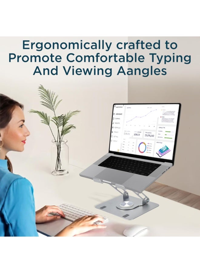 فورثكان حامل كمبيوتر محمول دوار للمكتب، حامل كمبيوتر/iPad قابل للتعديل للمكتب مع دوران 360 درجة، حامل كمبيوتر محمول محمول للمكتب المنزلي، إكسسوارات مريحة ومناسبة للعمل - Image 5